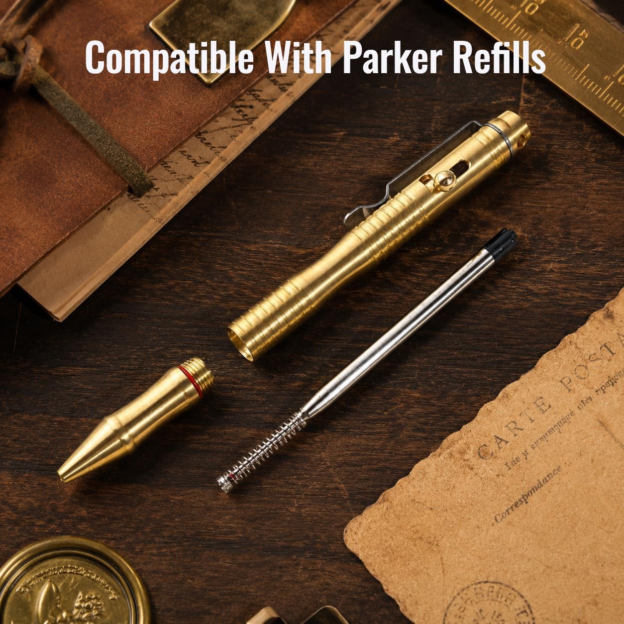 Thumbnail 4 de SMOOTHERPRO Solid Brass Bolt Action Pen (BB202) – heavy duty ballpoint with tremor-friendly bolt action