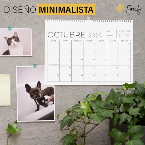 Detalle de Finoly Calendario 2026 Pared 18 Meses: Julio 2026 - Diciembre 2027
