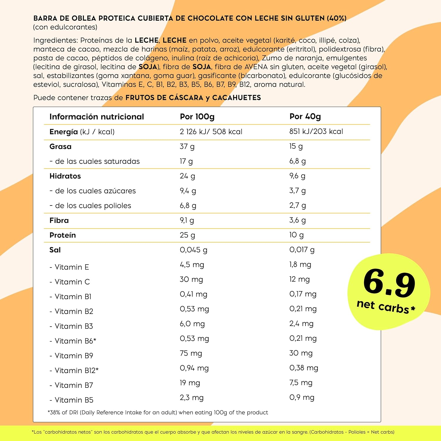 Thumbnail 6 de NICKS Protein wafer Naranja 25% proteína