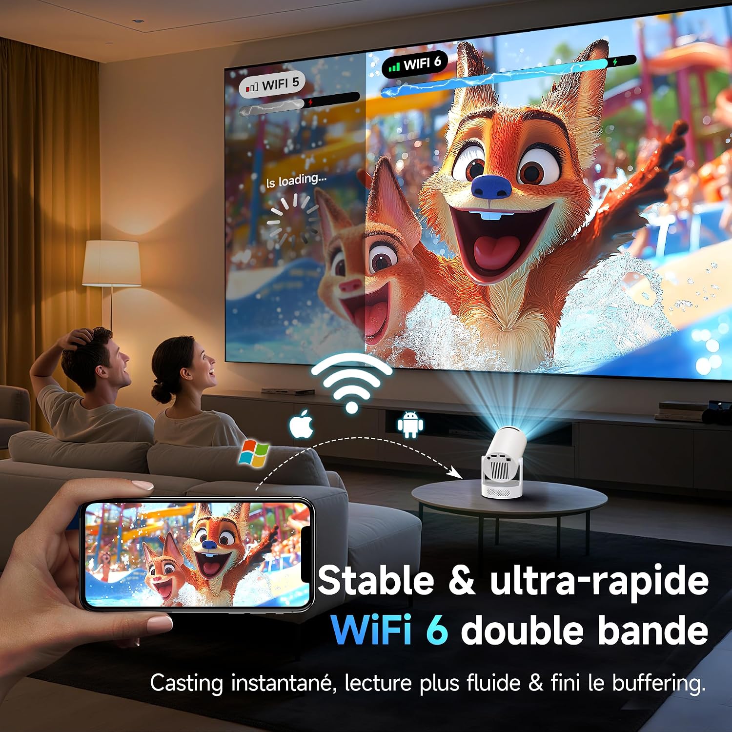 Detalle de Philoent Vidéoprojecteur WiFi/BT Apps intégrées 2026 Upgraded AutoKeystone