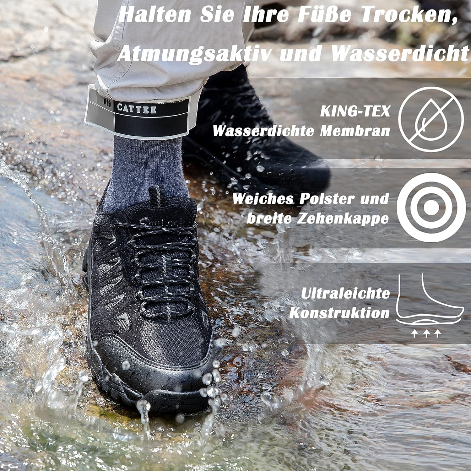 Detalle de SHULOOK Wanderschuhe Herren – Wasserdicht, ultraleicht und rutschfest