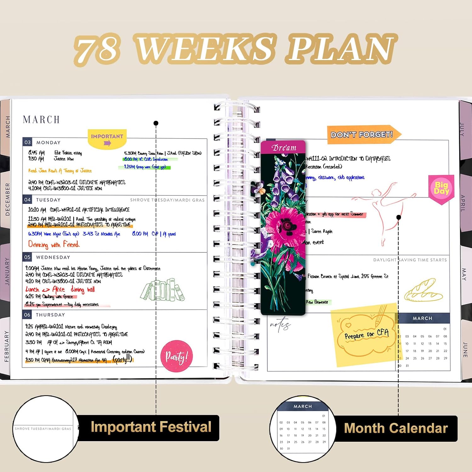 Detalle de Arundhati AH07 18-Month Planner, July 2026–December 2027, Daily, Weekly & Monthly