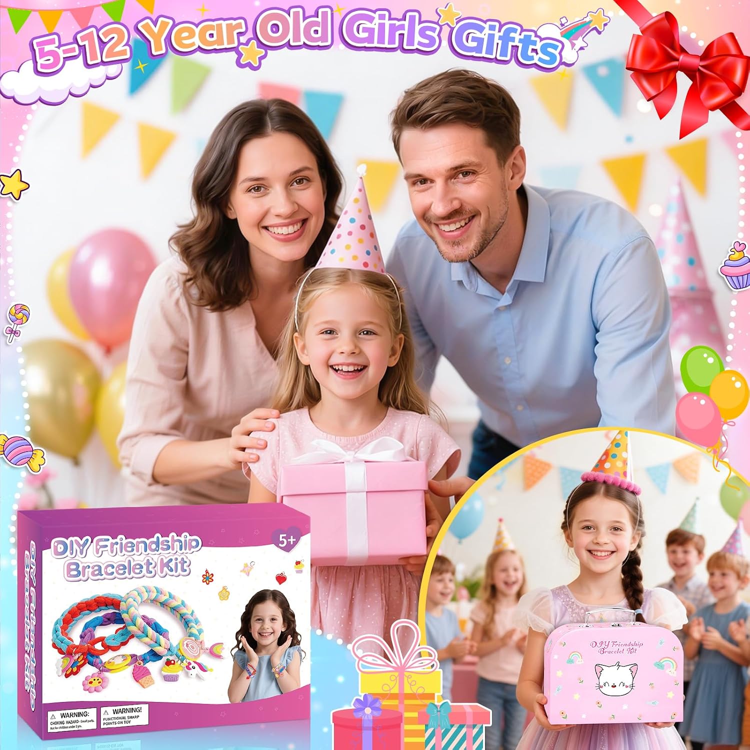 Detalle de Arts and Crafts for Kids: Friendship Bracelet Making Kit for 5–12 Year Old Girls