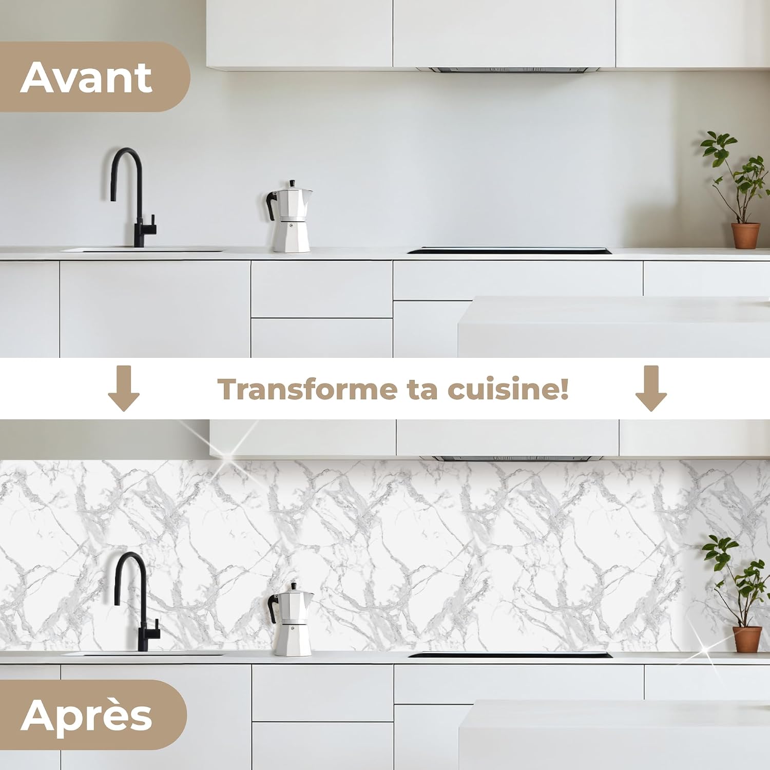 Detalle de KitchenYeah zelfklevende keukenwandplaat 60 x 300 cm in grijs marmer
