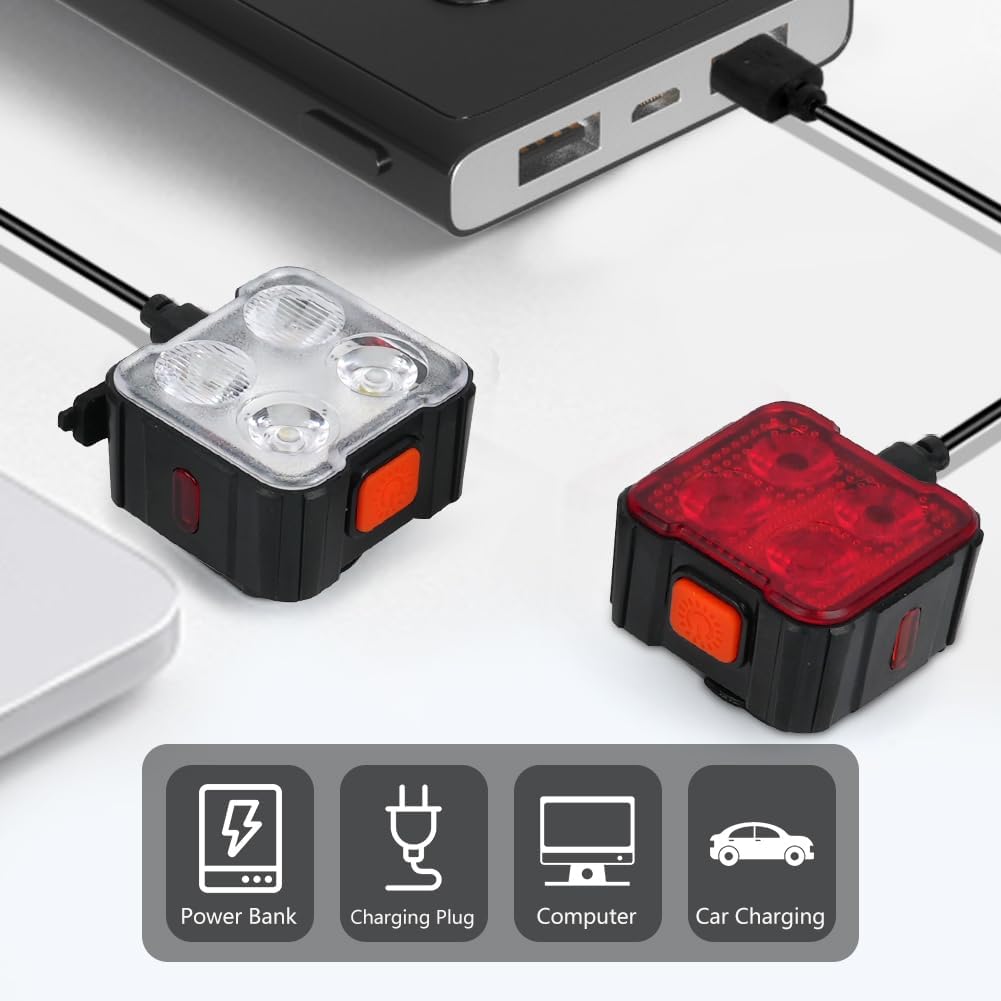 Detalle 2 de Ainiv Set Luci Bicicletta LED ricaricabili per ciclismo notturno
