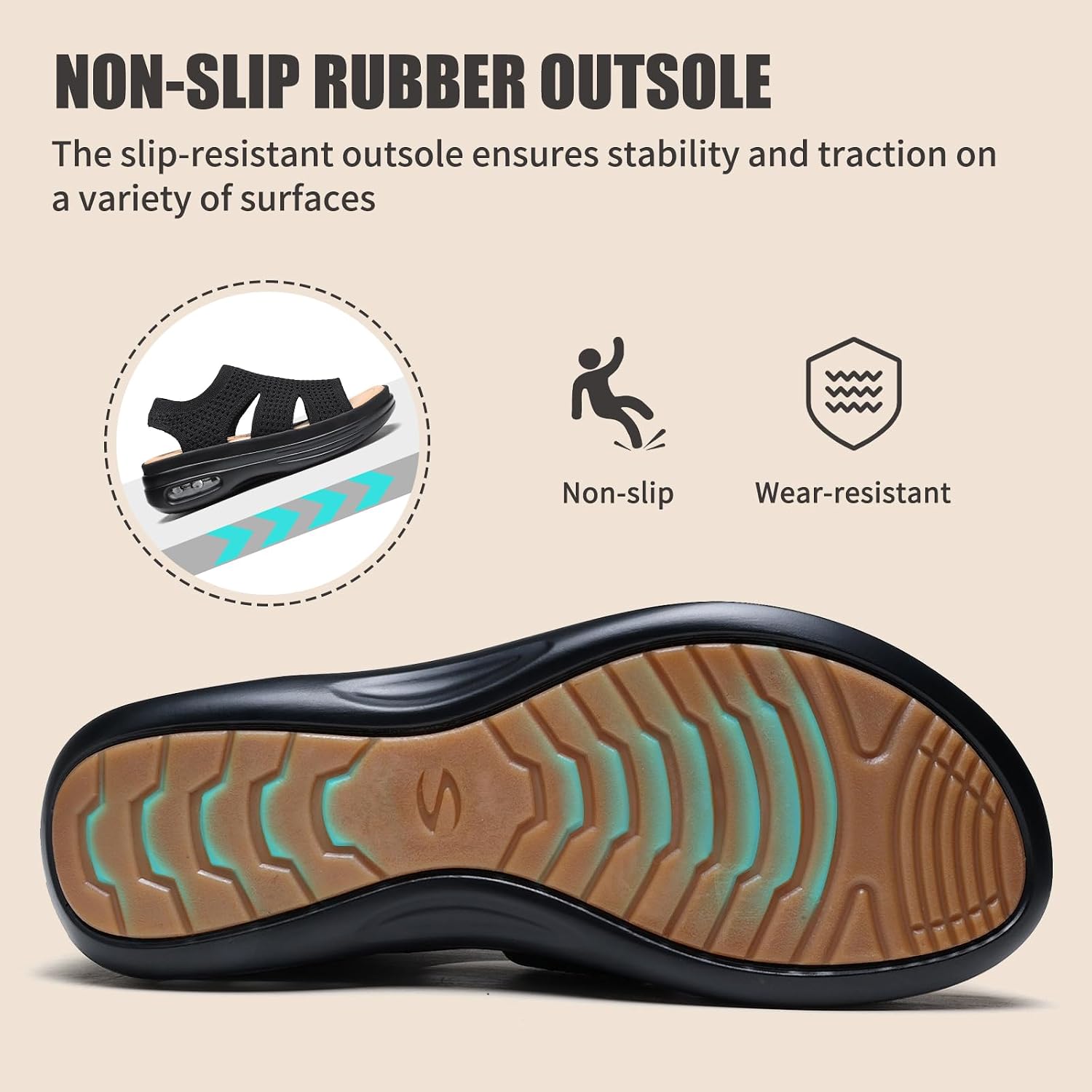 Detalle 2 de Hanani Women Walking Sandals with Air Cushion Heel Support and Elastic Slingback