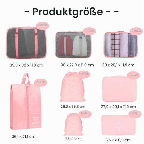 Detalle de TXBOBECO Koffer Organizer Set – 10-teiliges Reise-Organizer-Set (Kofferorganizer, 10 Stück) in Pfirsichrose
