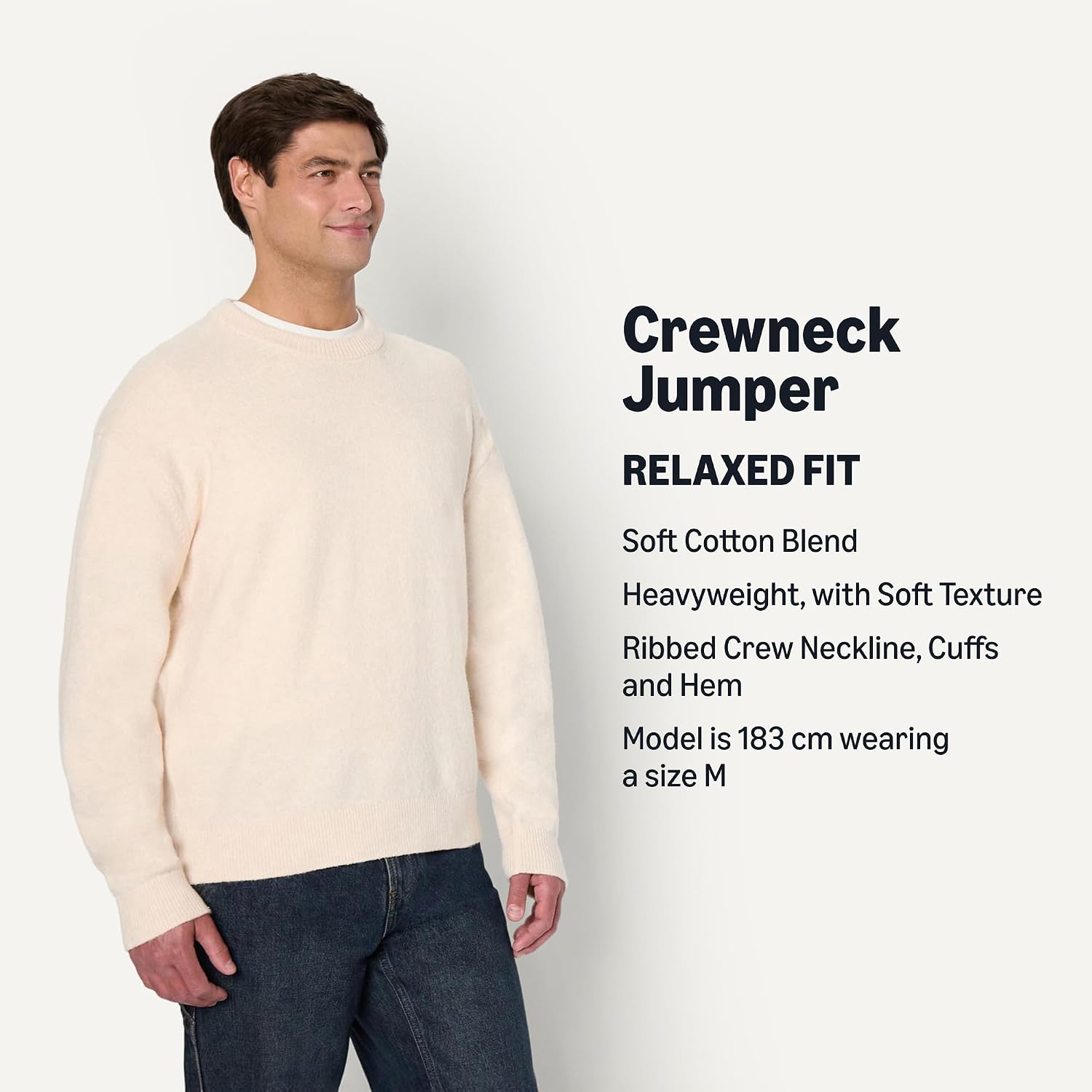 Detalle 2 de Amazon Essentials Men's Relaxed-Fit Cotton Blend Textured Crewneck Pullover Sweater