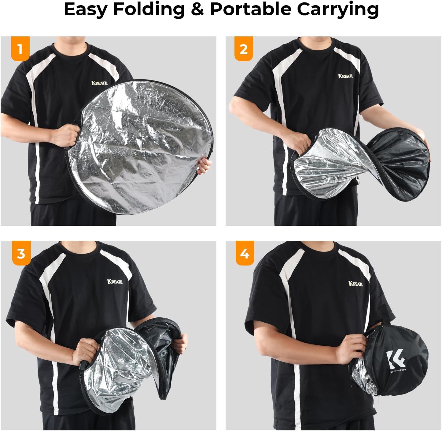 Thumbnail 6 de K&F CONCEPT 5-in-1 Reflektor Fotografie 80 cm (32 Zoll) – faltbarer Reflektor mit Tragetasche & Doppelgriff