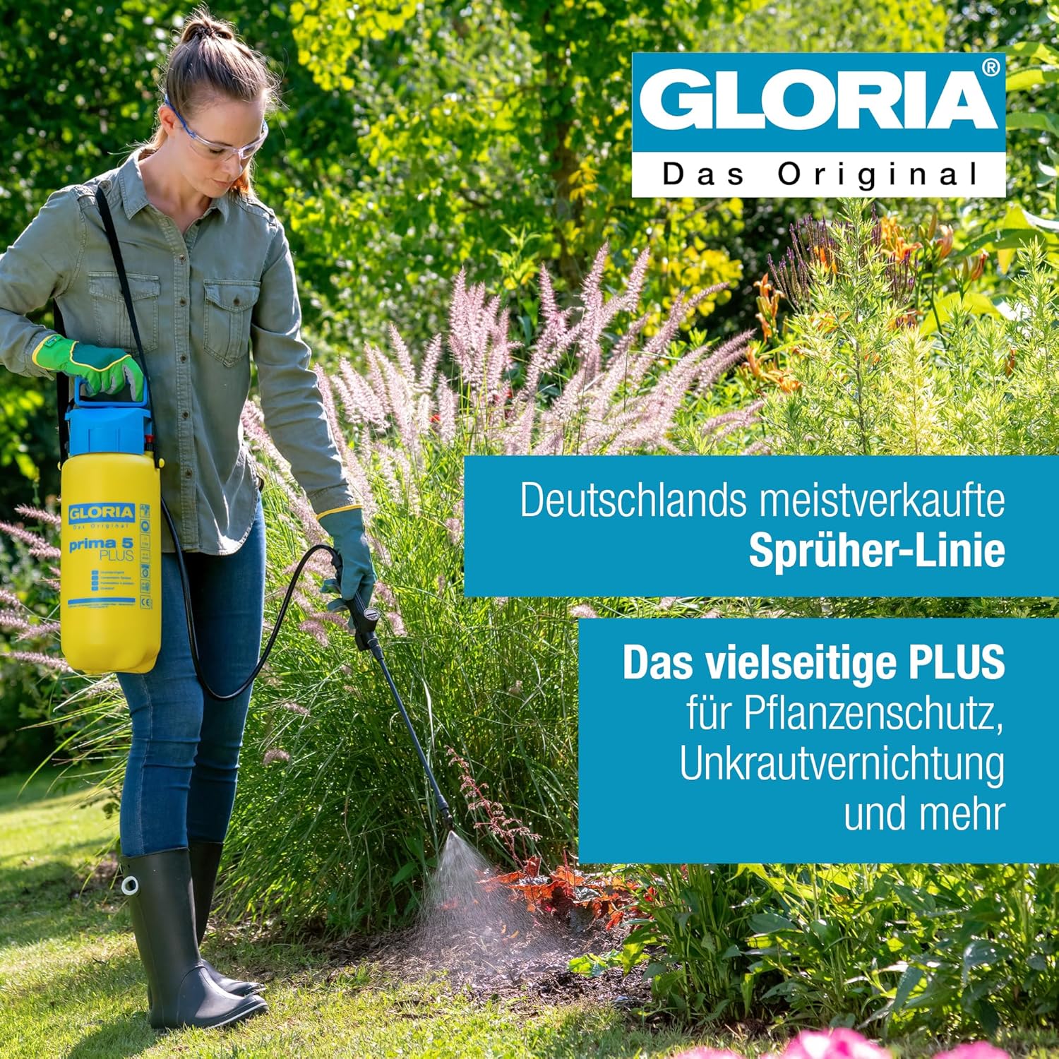 Detalle de GLORIA prima 5 Plus: Säurebeständiger 5-Liter-Drucksprüher mit Verlängerungslanze