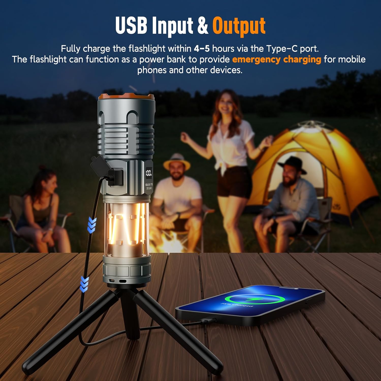 Thumbnail 4 de GEARLITE Rechargeable LED Torch with digital battery display, 11 modes and zoom (IP65)