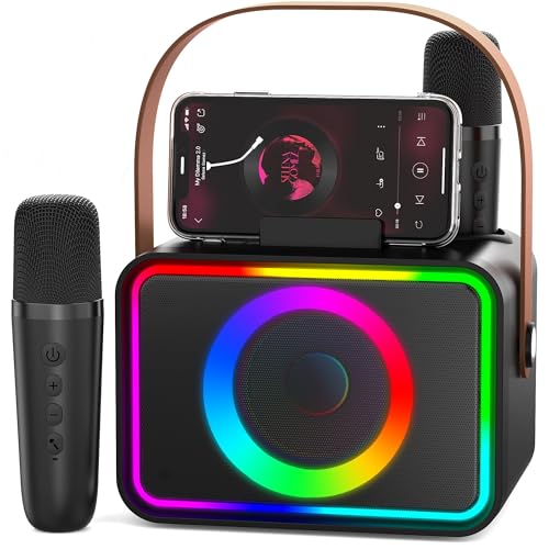 Detalle de Wowstar Karaoke Machine 2: Portable Bluetooth Karaoke Speaker with 2 mics and Disco Lights