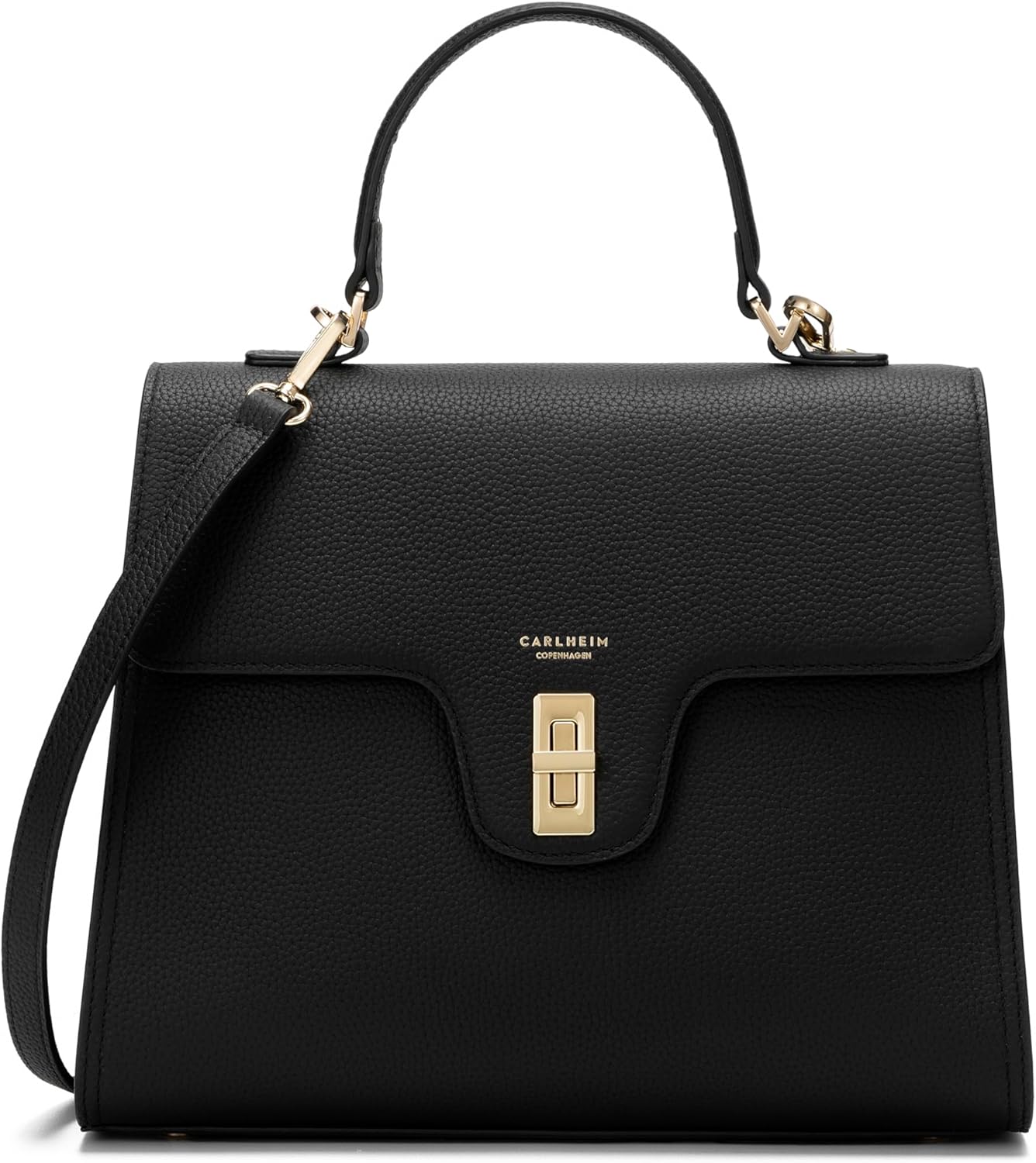 Detalle de Carlheim Gotland Estelle Genuine Leather Handbag (Schwarz) – hochwertige Ledertasche aus echtem Rindsleder