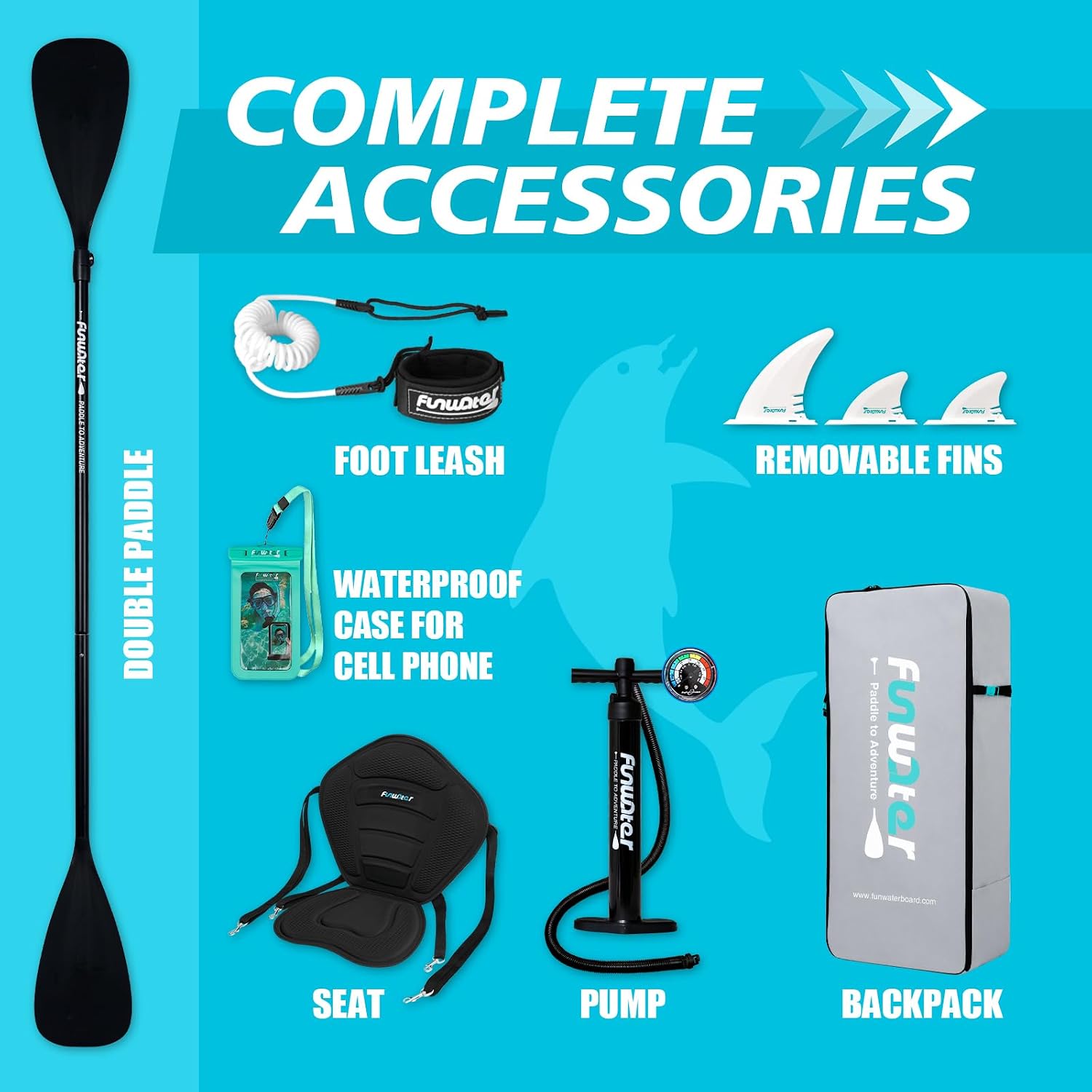 Detalle de FunWater Inflatable Stand Up Paddle Board with Premium Accessories — 11'6" / 11' / 10'6