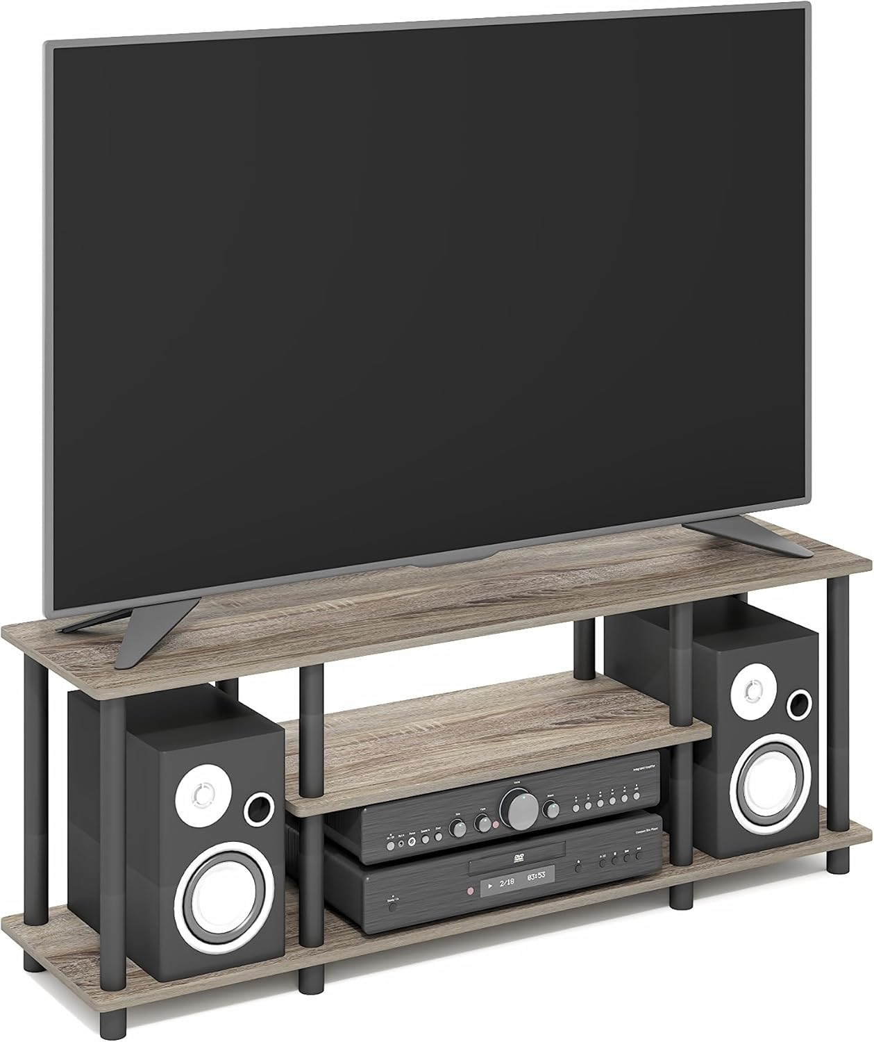 Detalle de Furinno Supporti TV senza Attrezzi in Legno French Oak Grey/Black (47)