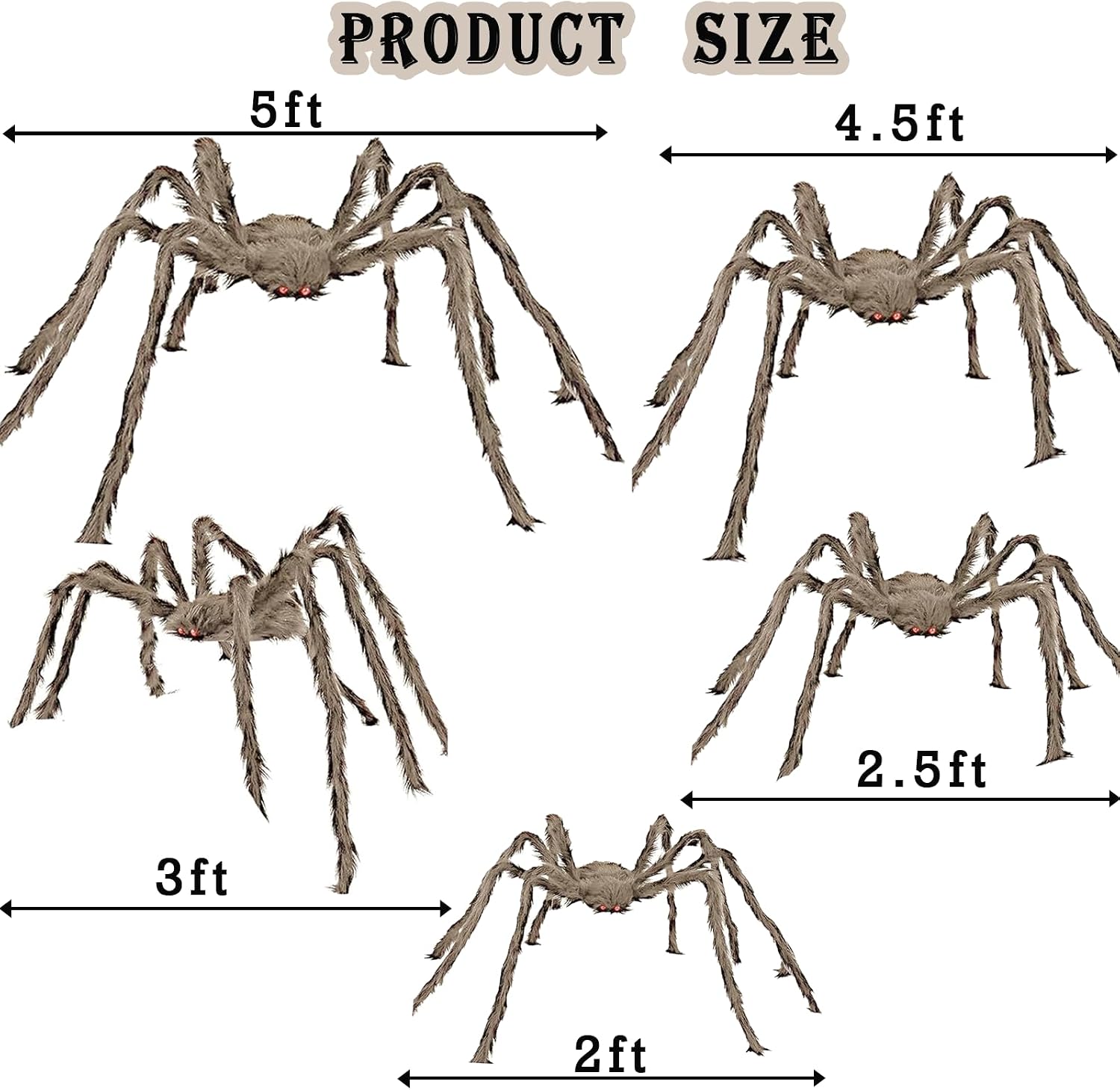 Detalle de wymulot 5-23 Halloween Spider Set, 5-Pack with Bendable Legs