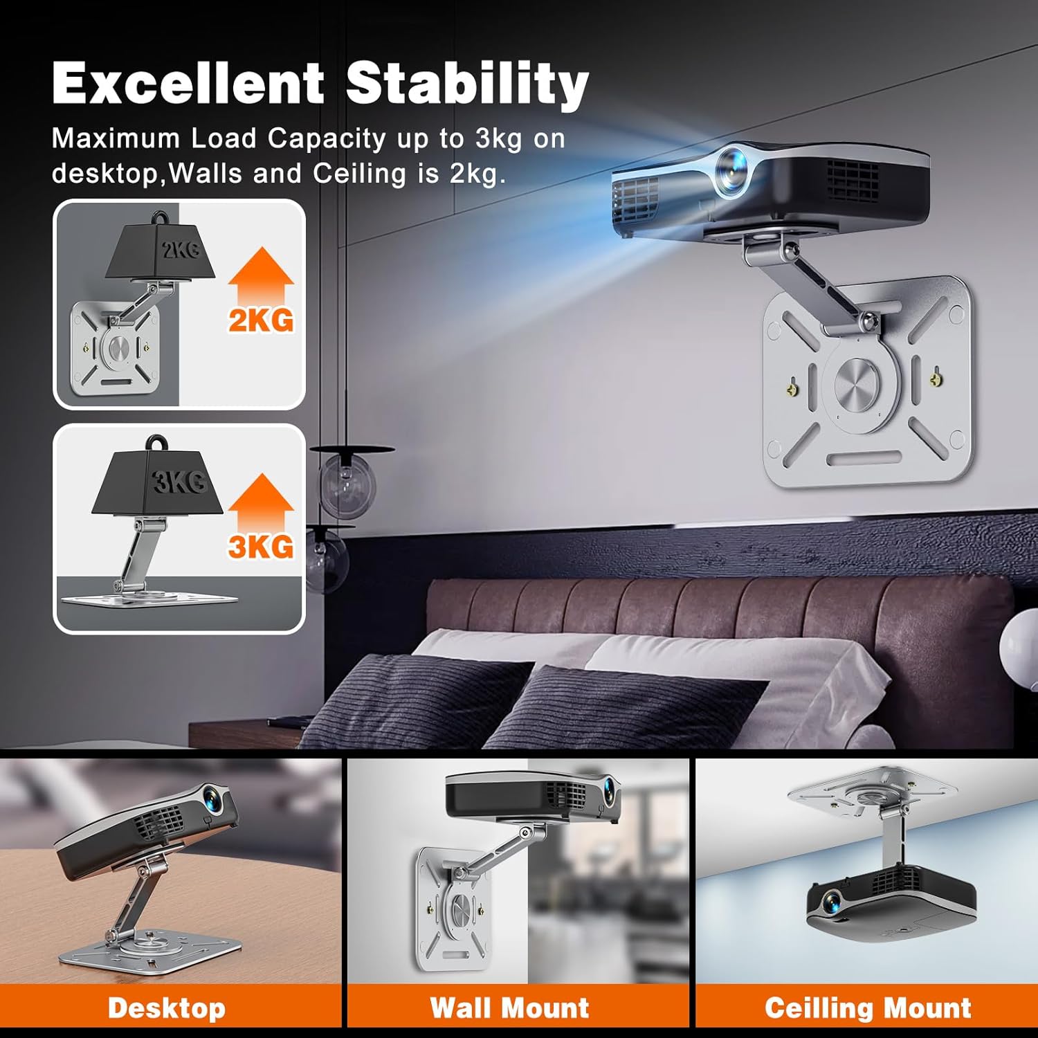 Detalle 1 de Jubor Desktop Projector Stand 360° Rotation 3kg