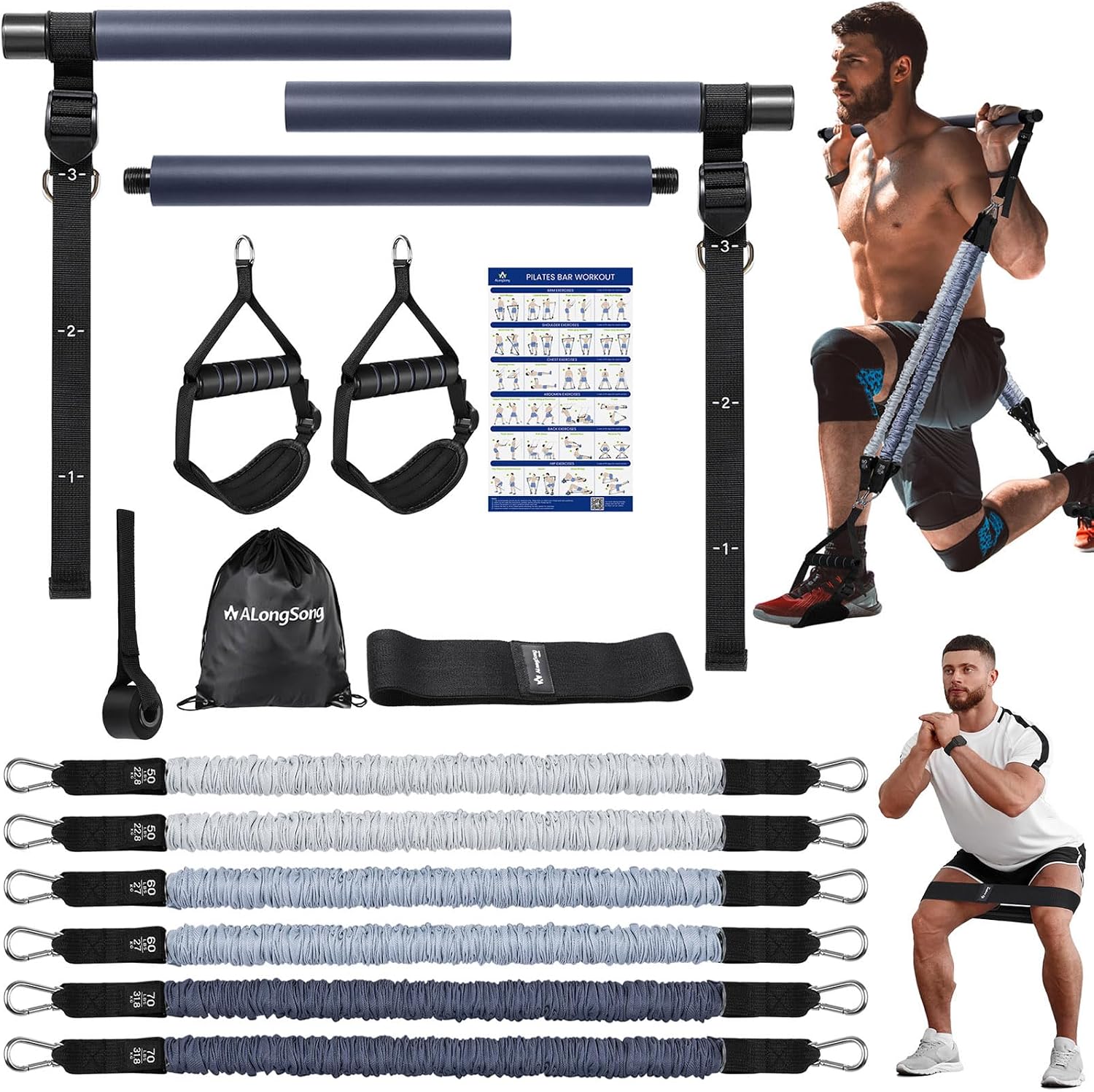 Thumbnail 6 de ALongSong Pilates Reformer Bar Set 180lbs 🧘♀