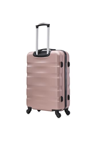 Detalle 2 de CELIMS Valise Moyenne 65 cm Rose Gold – ABS rigide, 8 roues et coffre-fort avec cadenas