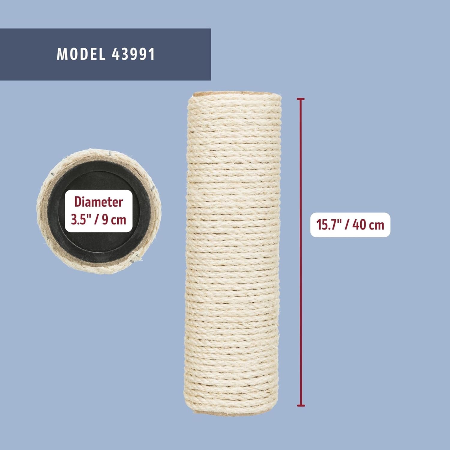 Detalle de TRIXIE Replacement Sisal Post for Scratching Posts, Cat Trees and Cat Towers (3.5 in x 15.7 in)