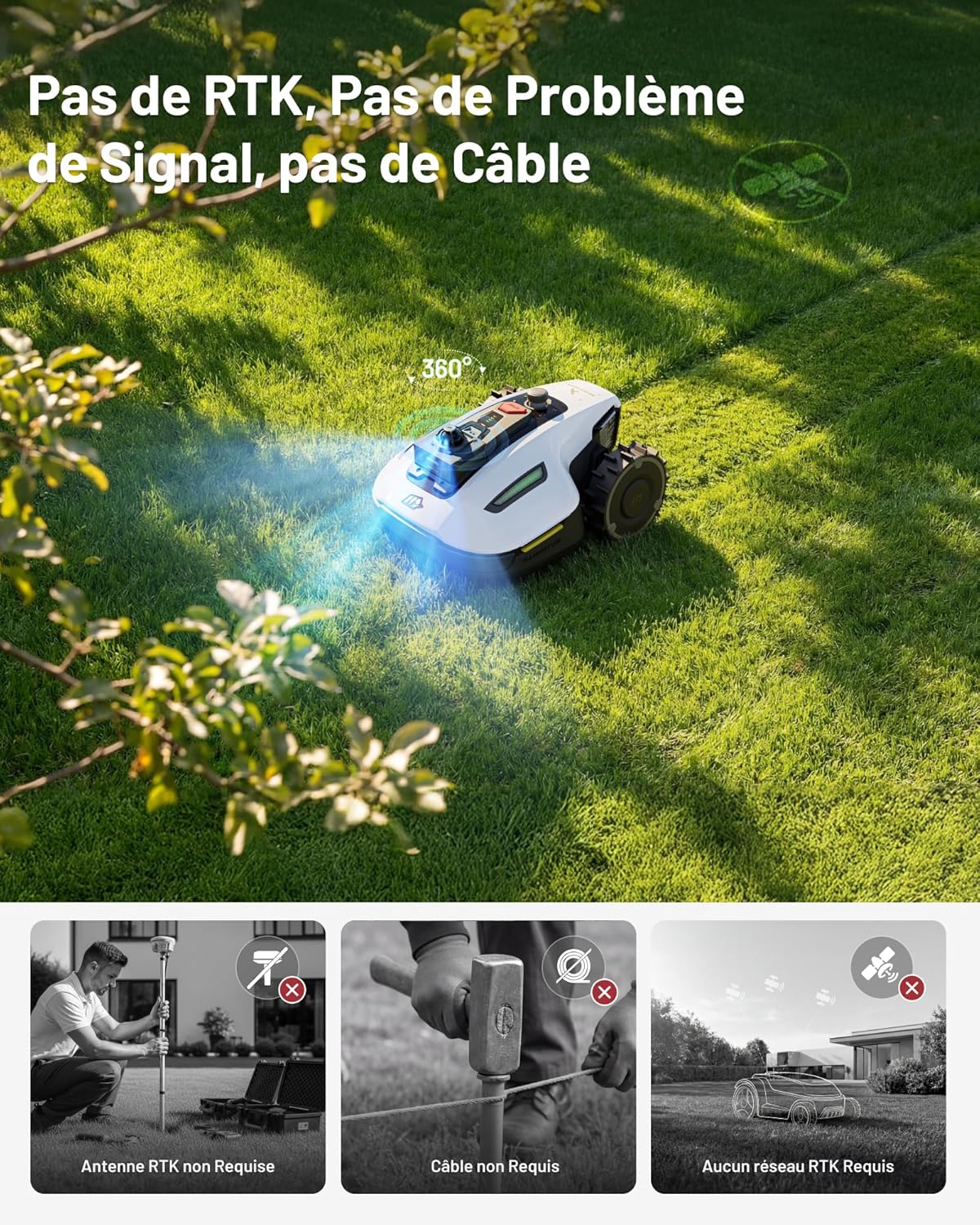 Thumbnail 5 de MAMMOTION YUKA Mini 2 800 LiDAR Robot Tondeuse: tonte précise avec IA et détection multi-obstacles