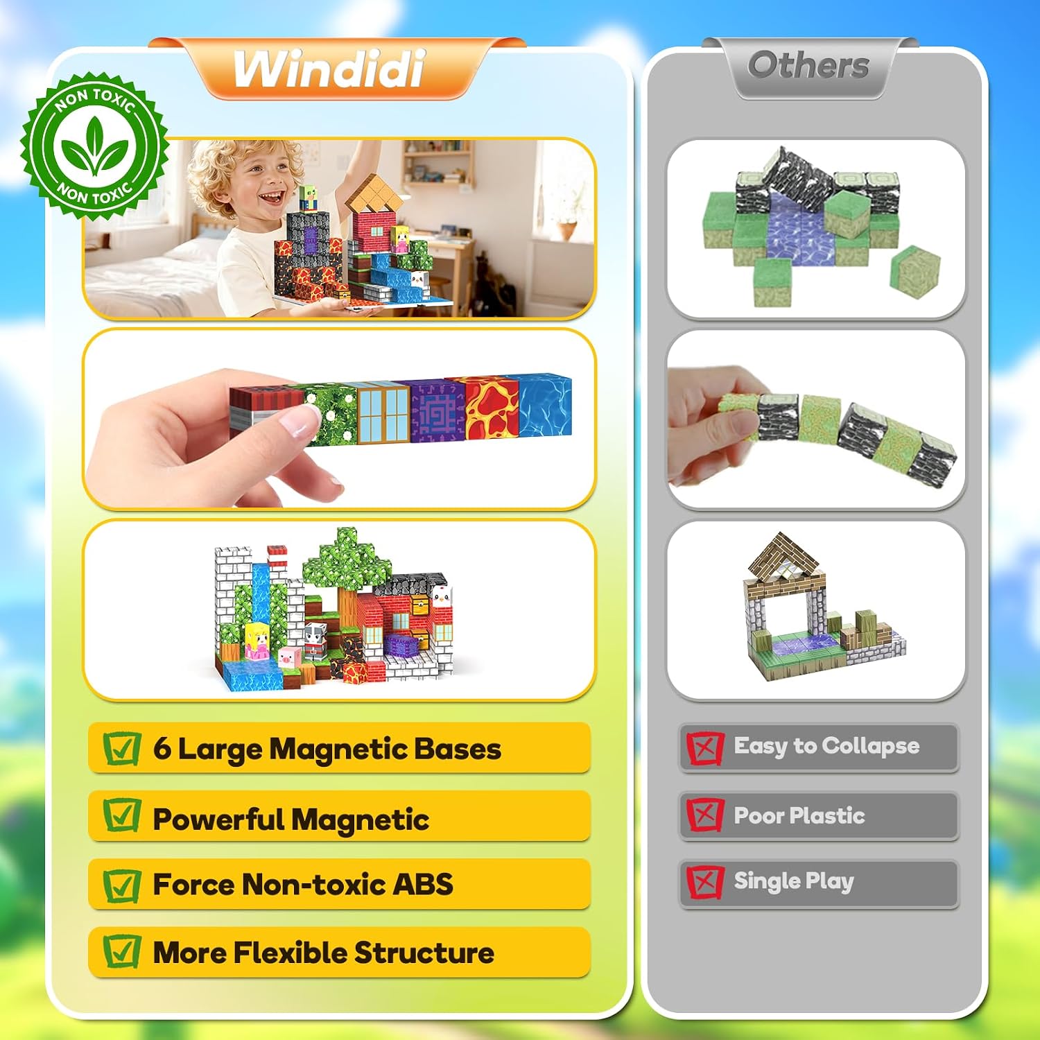 Thumbnail 6 de Wootoyz 150-piece magnetic building blocks for kids 🧩