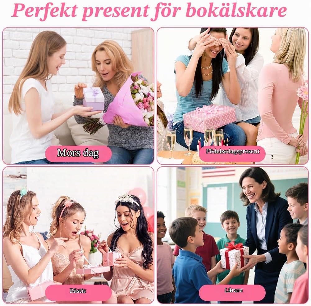 Thumbnail 6 de AUAUY 5571902 bokmärken i konstharts med blomtryck och tofsar, 3-pack