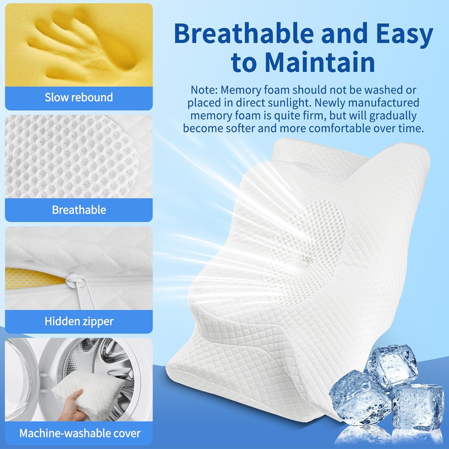 Thumbnail 2 de Gobikey Cuscino Cervicale in Memory Foam 2-in-1 (60x36x11/13 cm) con federa sfoderabile e lavabile