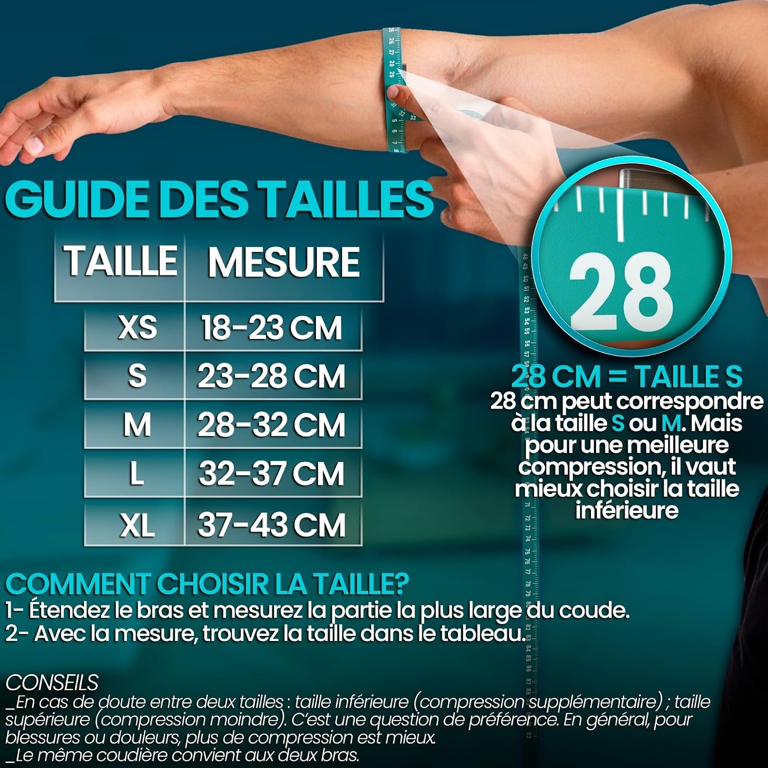 Detalle 2 de NativoDex Coudière de compression pour tendinite et épicondylite (tennis, gym, crossfit, golf)