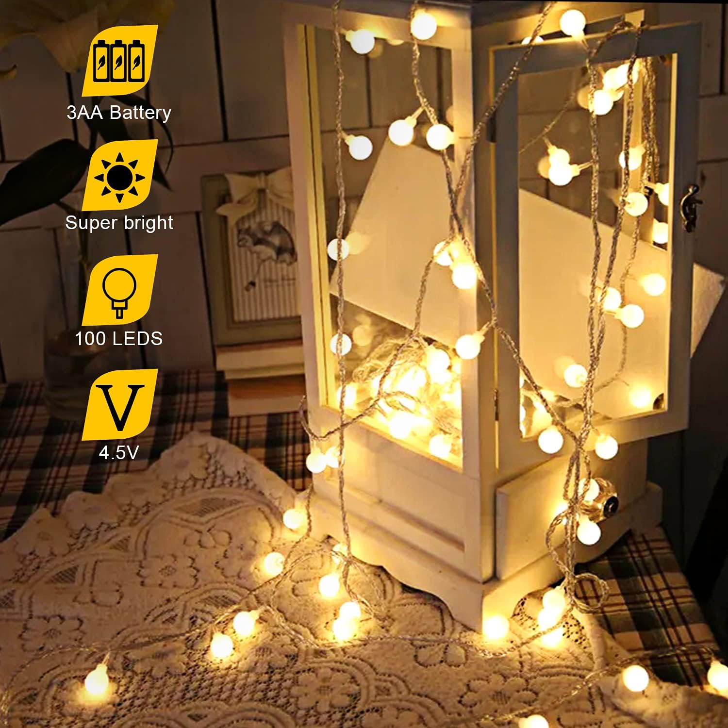 Detalle 2 de Liyade lichtsnoer voor buiten, 100 warmwitte leds, 10,5 m, IP65