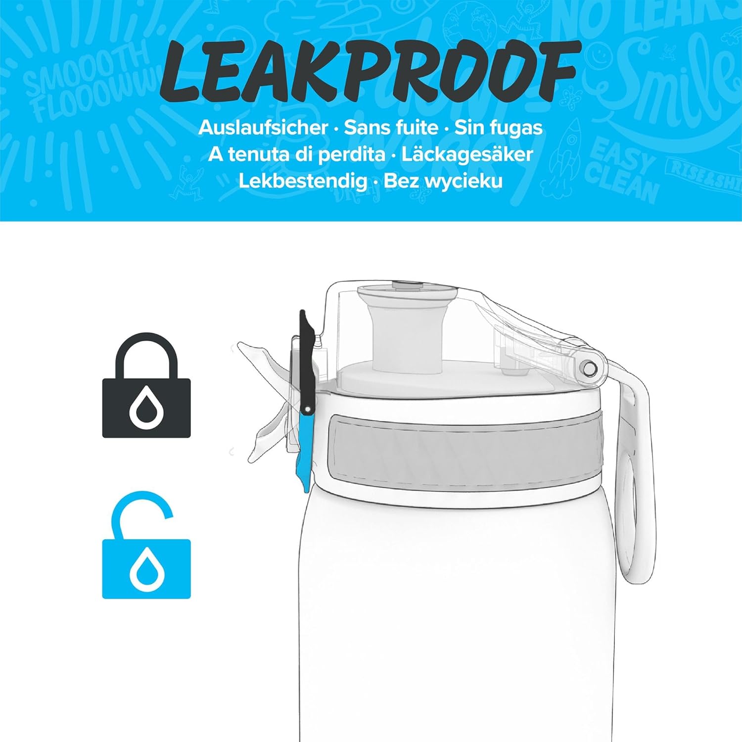 Thumbnail 2 de Ion8 Small Water Bottle – Dinosaur Yellow, Leak-Proof & Dishwasher Safe
