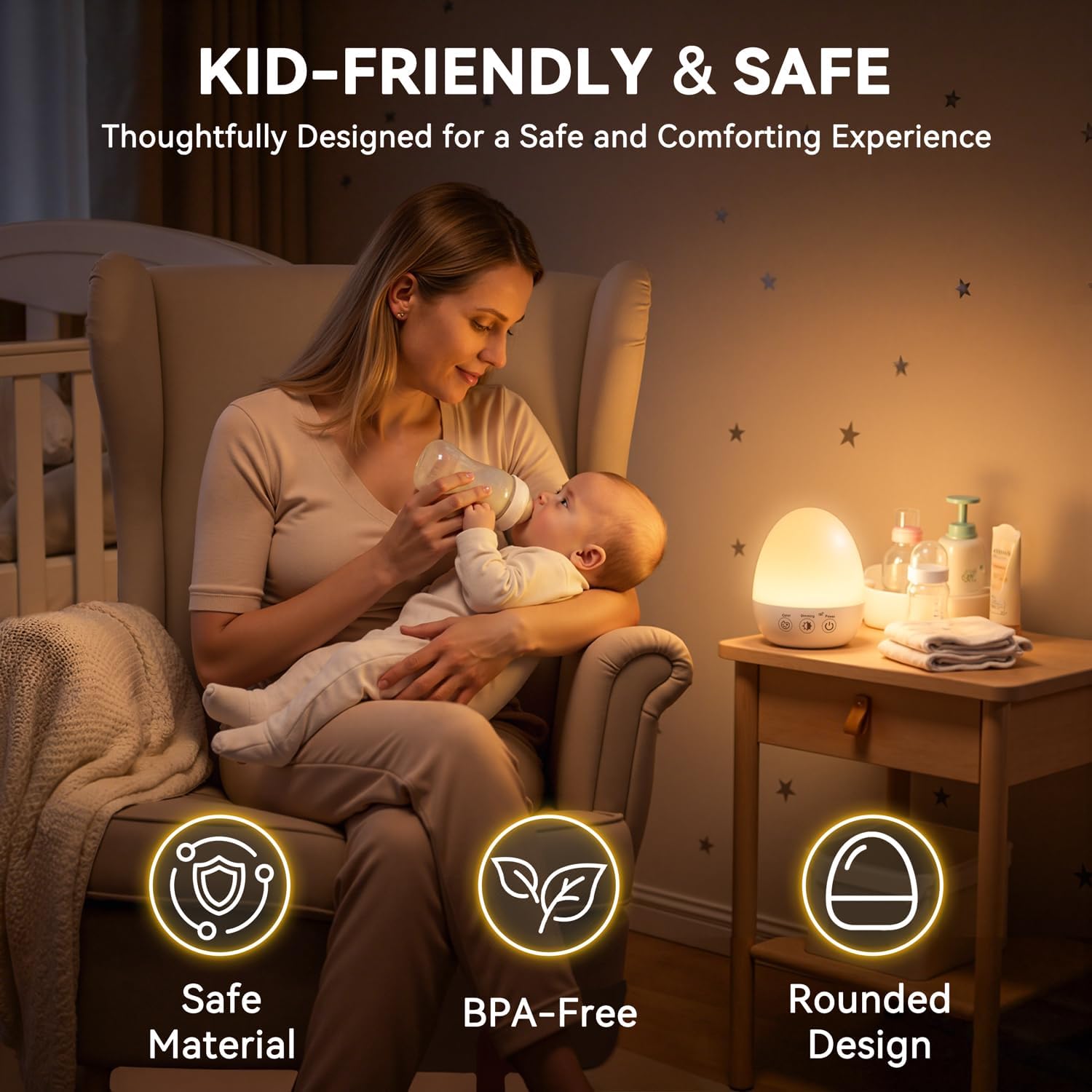 Thumbnail 5 de Auxmir Night Light for Kids: Egg Lamp for Baby Nursery with 3000mAh Battery, 13 Colours, 5 Modes, Remote & Timer