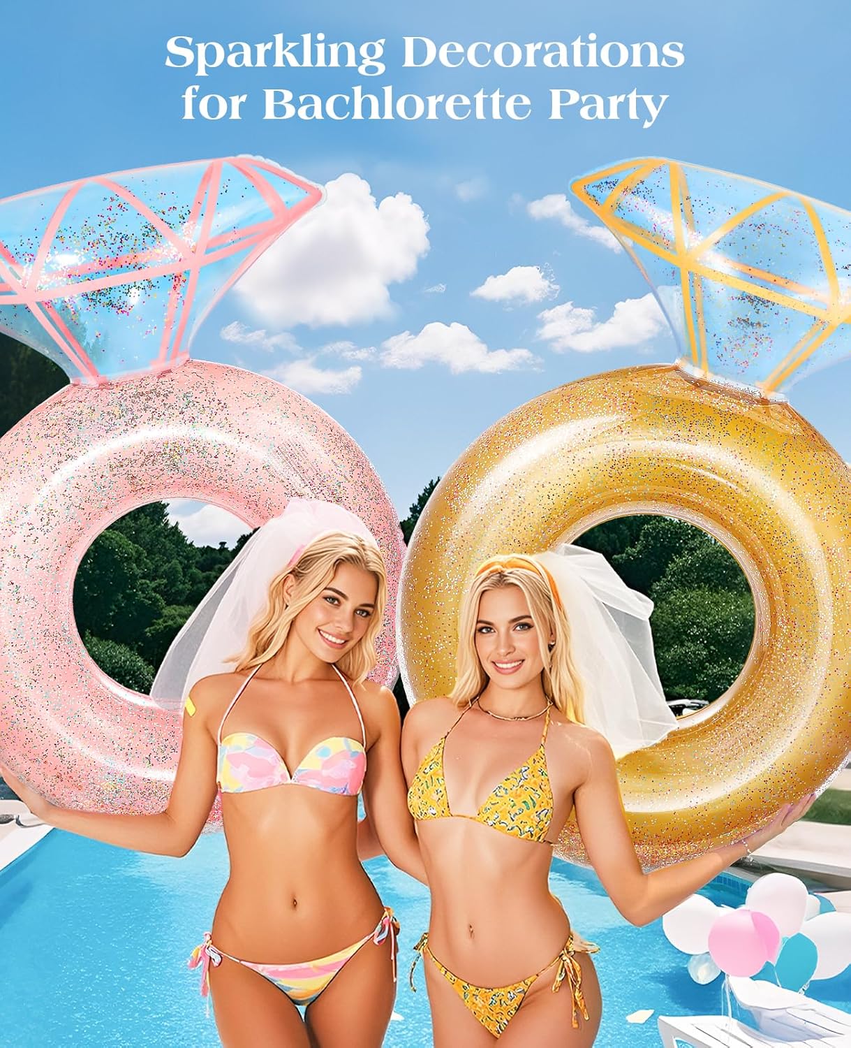 Thumbnail 4 de HeySplash Inflatable Diamond Ring Pool Float (Large) for Bachelorette Parties & Bride-Themed Pool Fun