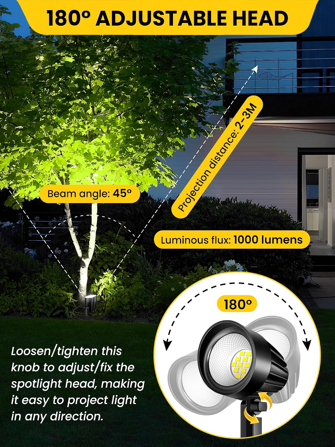 Detalle de MEIKEE set da 2 faretti da giardino LED 7W 500 lm IP66 bianco freddo 6500K
