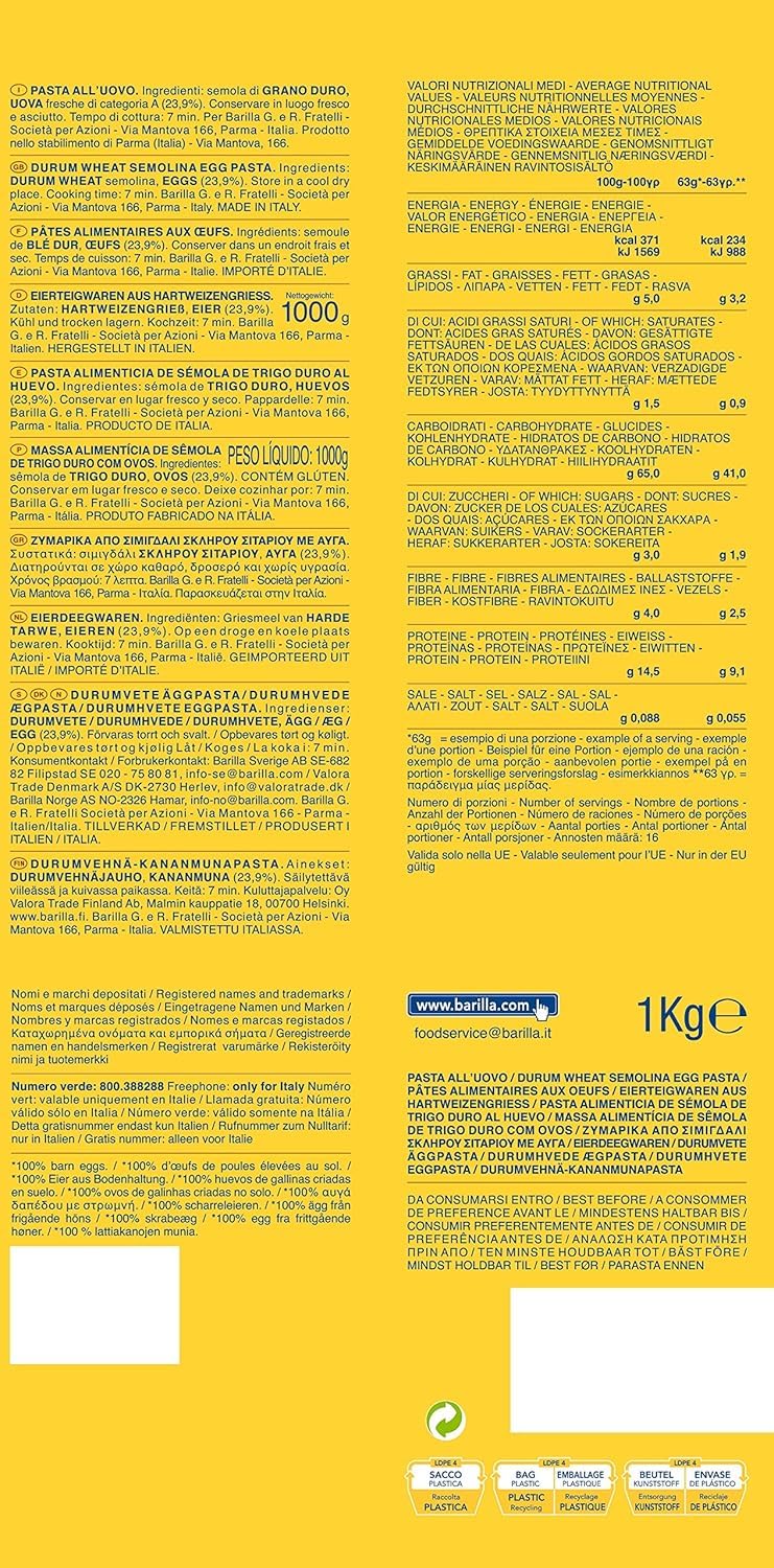 Detalle 2 de Barilla Emiliane Chef Pappardelle all’ Uovo – 6er Pack (6 x 1kg)