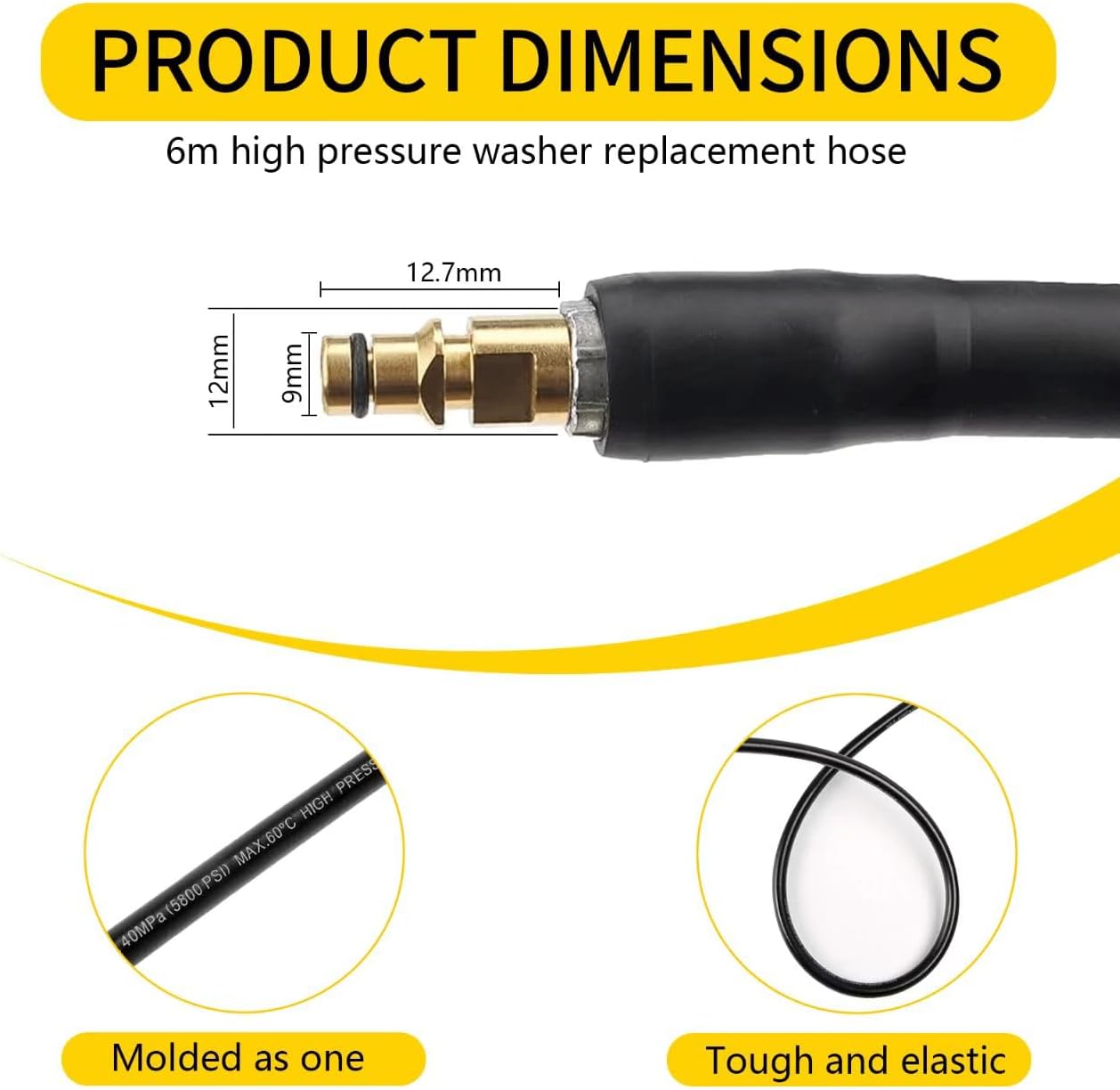 Thumbnail 1 de 6M High Pressure Washer Replacement Hose for Kärcher K Series (K2–K7) with Quick Click Connector