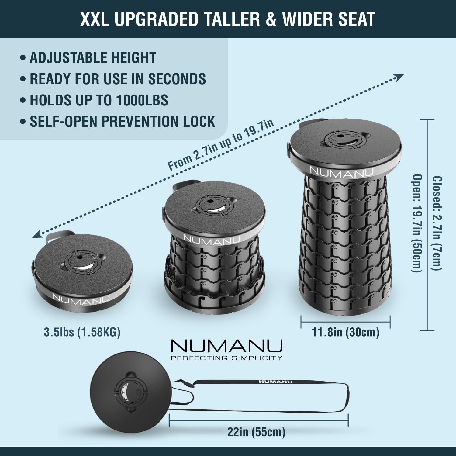 Detalle 2 de NUMANU 2025 XXL Collapsible Stool 1000 lbs