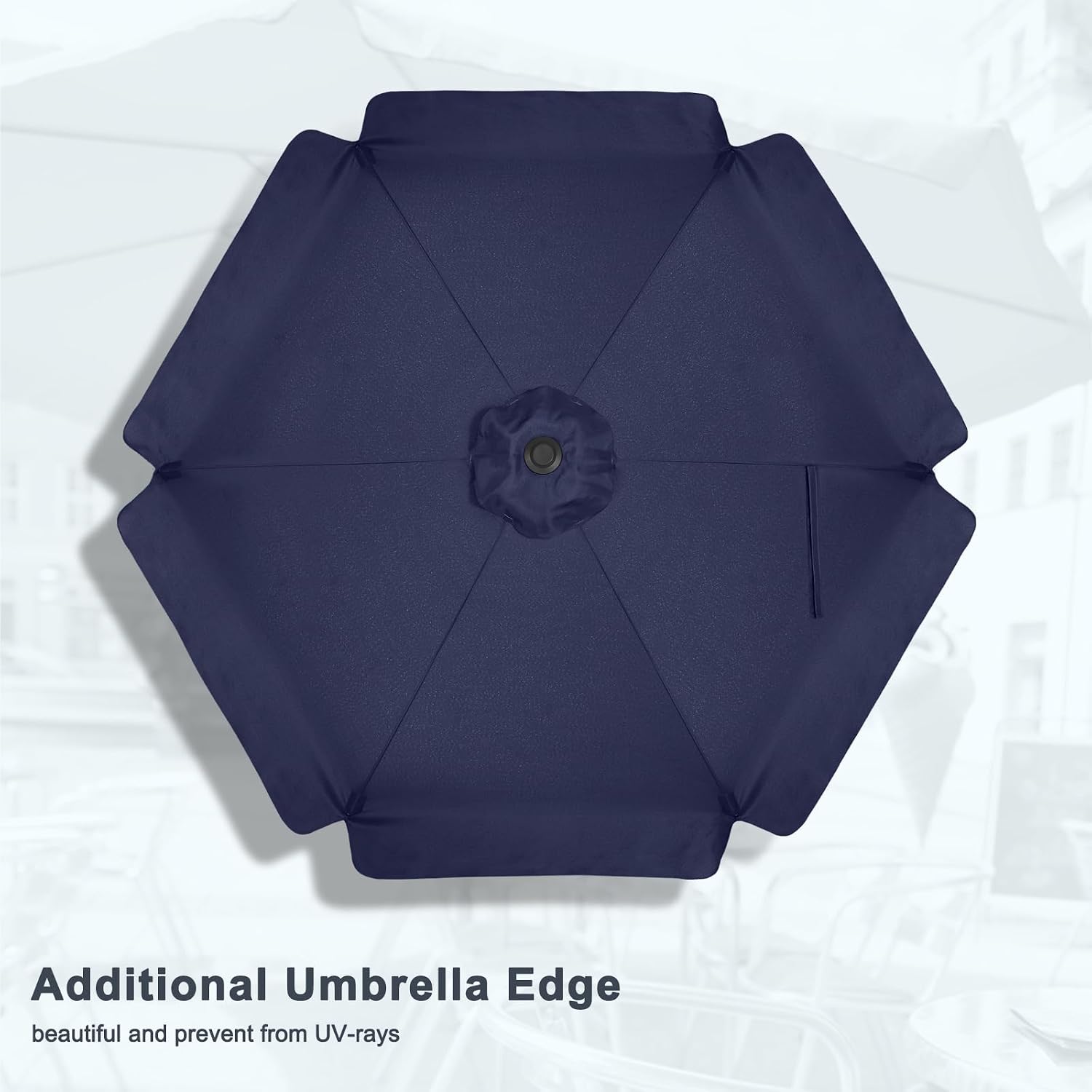 Detalle de MasterCanopy Valance Patio Umbrella for Outdoor Table, 2.3M, Navy Blue