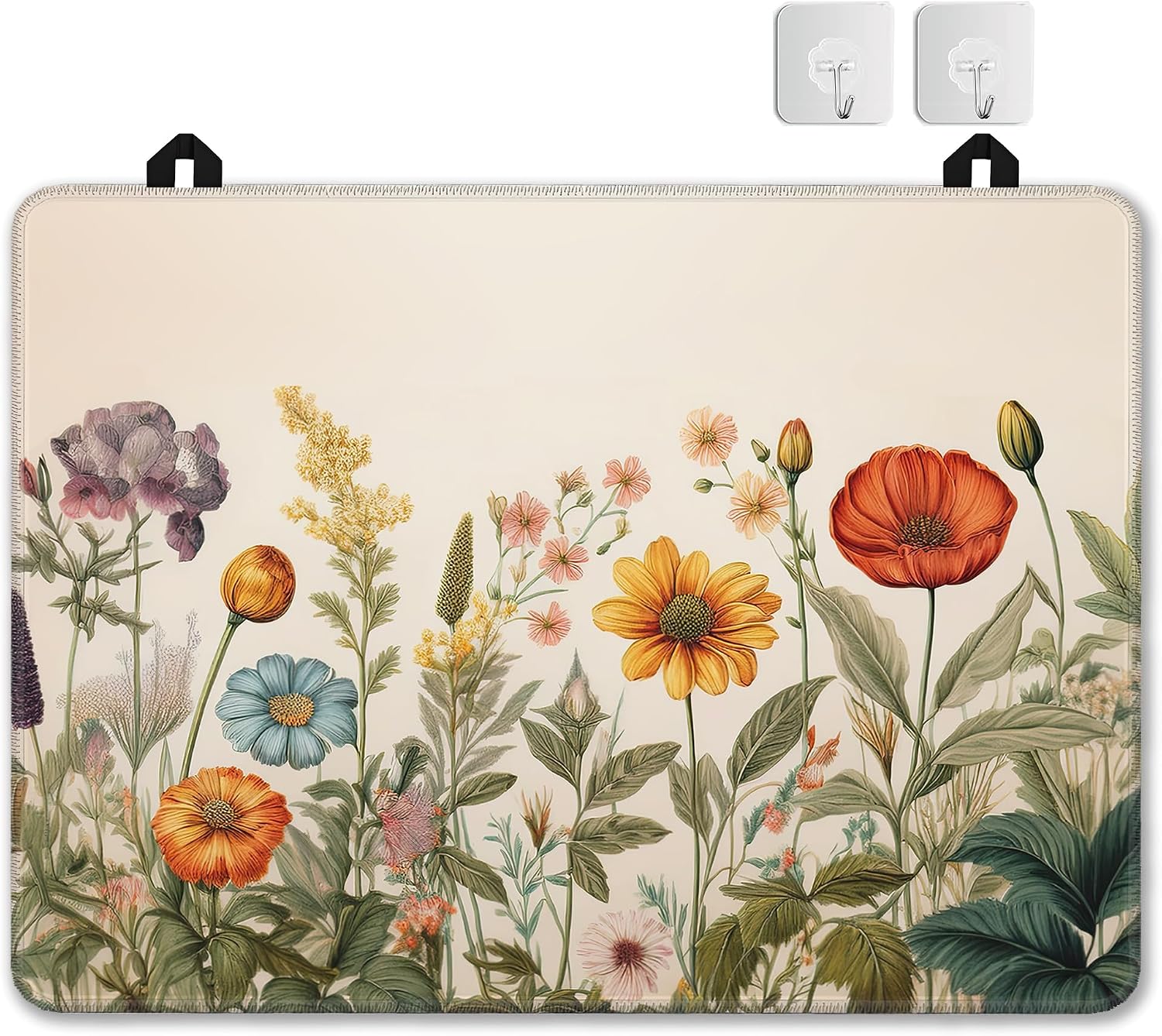Detalle de YIKTI Wild Flowers 28 x 20 Inch Stove Cover, Washable Heat-Resistant Mat