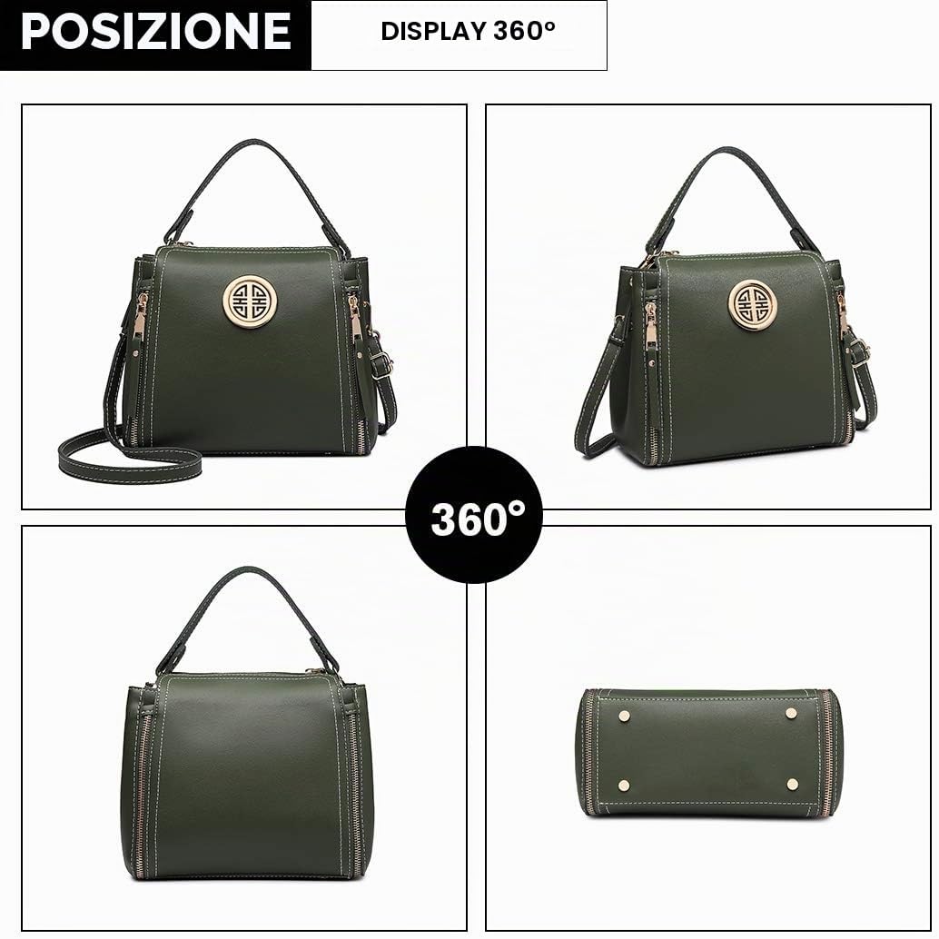 Thumbnail 1 de Miss Lulu Borsa da donna con impugnatura superiore – Borsa a tracolla in finta pelle, 23 x 11 x 22 cm