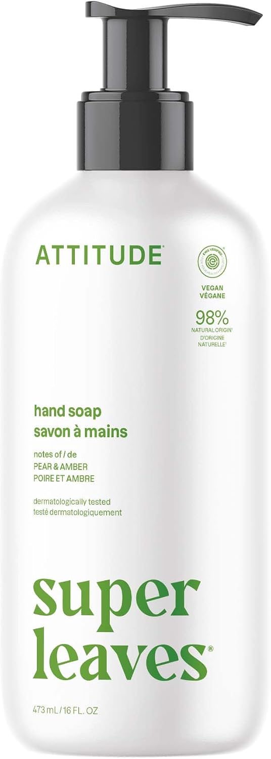 Detalle de ATTITUDE EWG-verifierad flytande handtvål med olivblad, vegansk gel, 473 ml