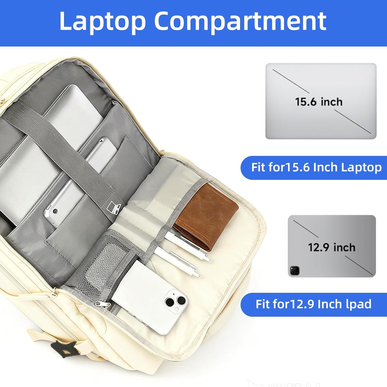 Detalle de AUMTISC Laptop Backpack 22-38L: Flexible, flight-friendly 15.6in carry with USB port