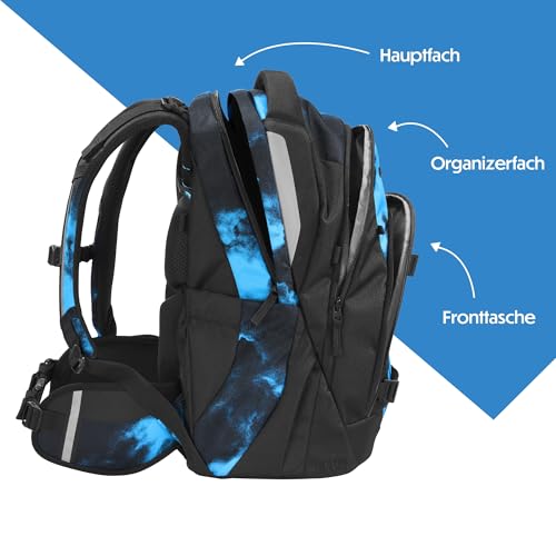 Thumbnail 2 de Coocazoo MATE Schulrucksack Mystic Clouds – Ergonomischer Tornister, 30 L, schwarz-blau