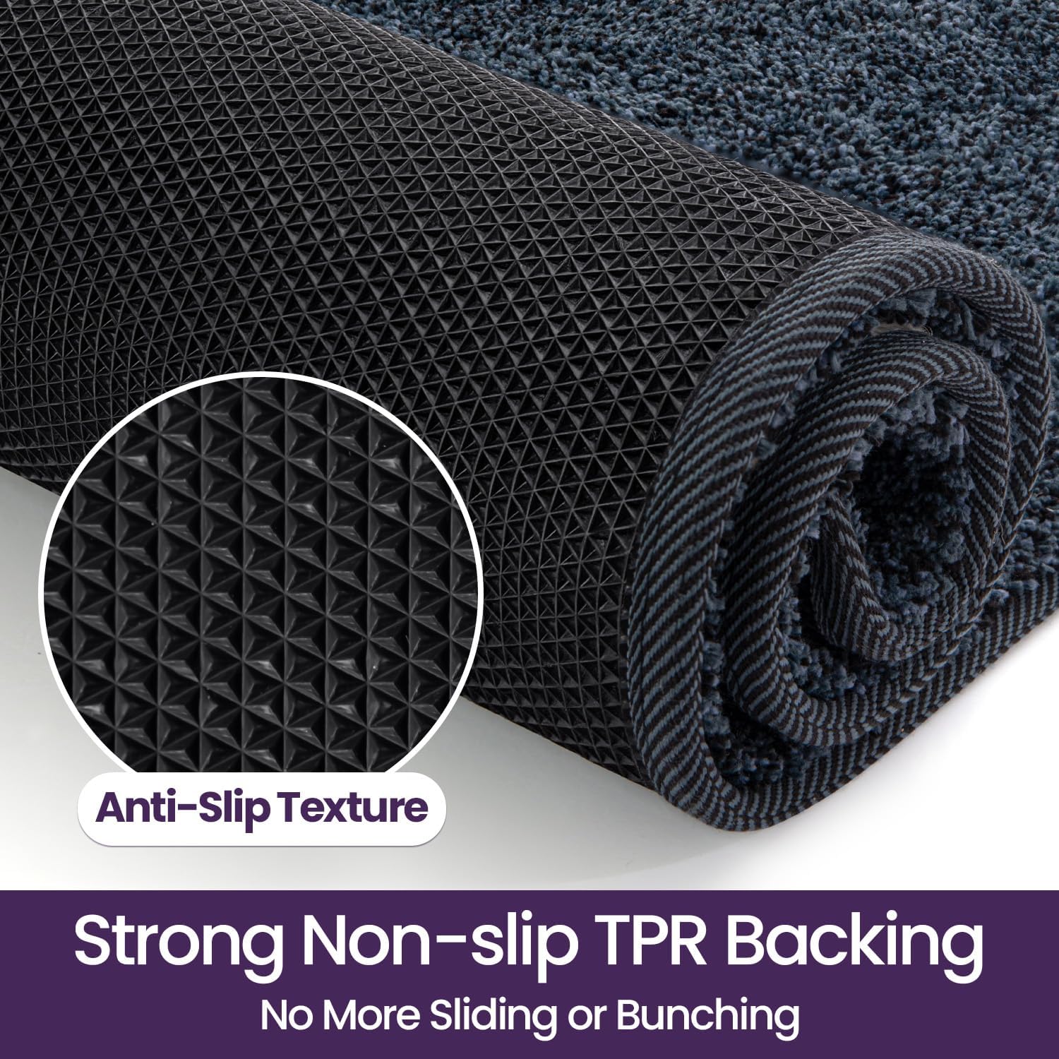 Detalle de DEXI Dirt Trapper Indoor Doormat 50 x 80 cm (Blue-Black) – Non-Slip, Highly Absorbent, Machine Washable