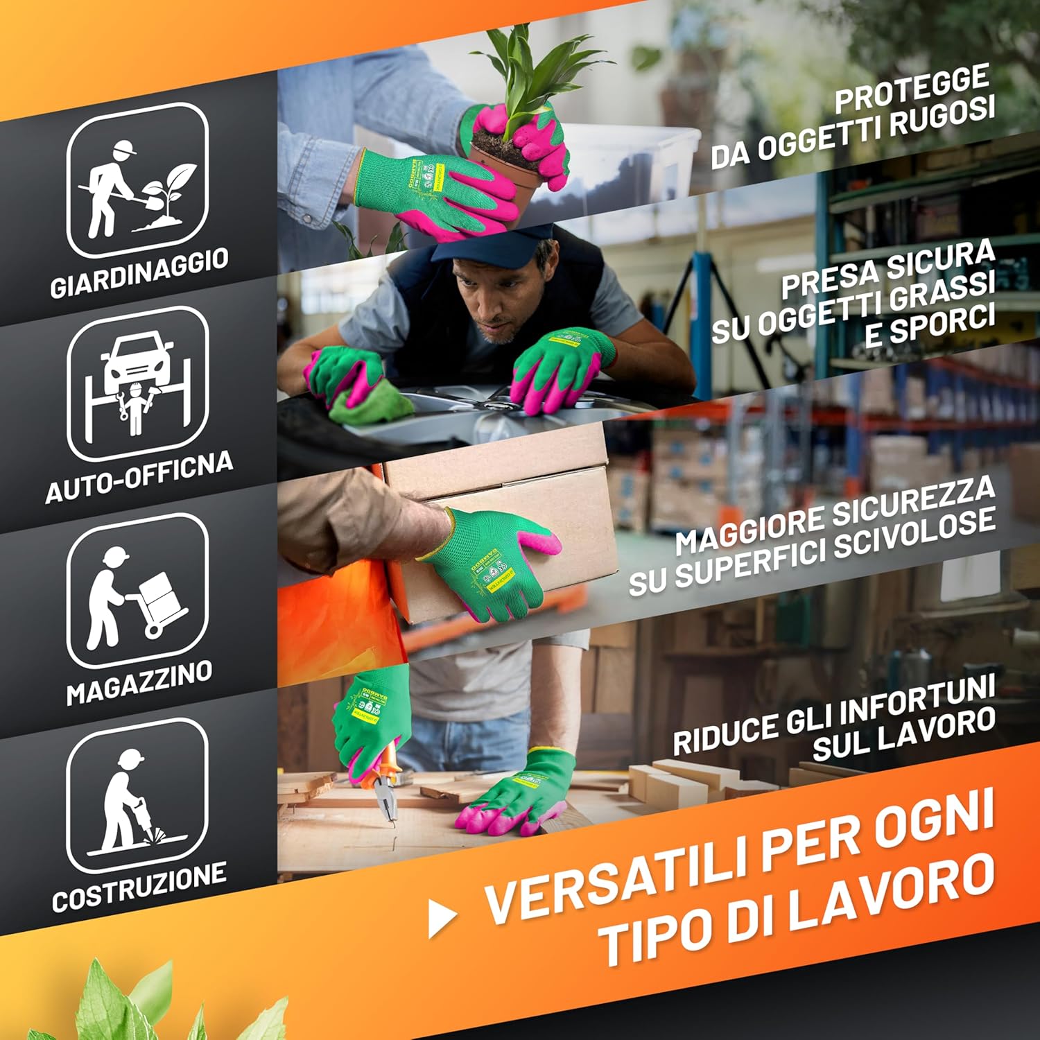Thumbnail 5 de GRÜNTEK Guanti da Lavoro e Giardinaggio L/9 in bambù e lattice – 2 Paia, comodi e protettivi