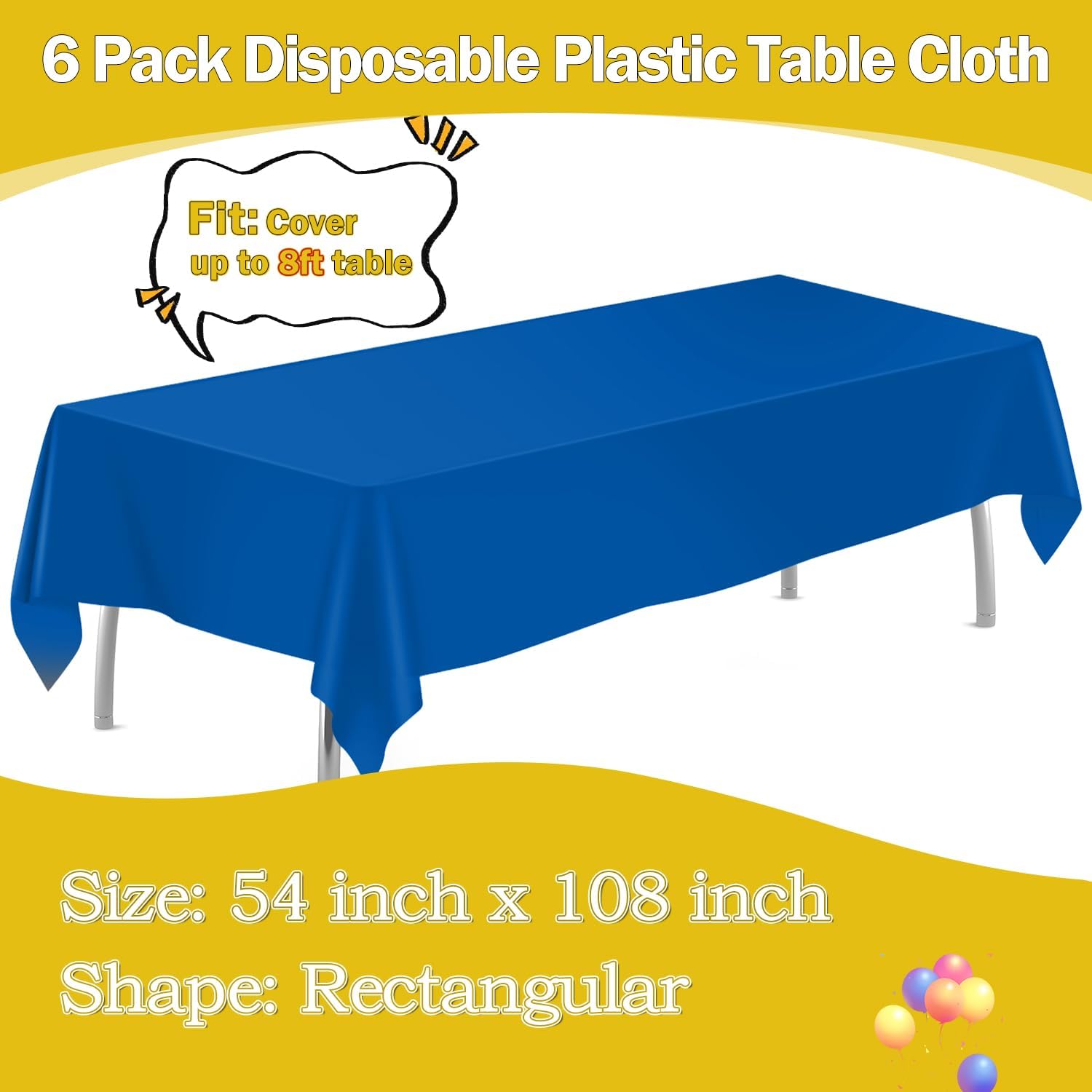 Thumbnail 1 de tujol Royal Blue 6-Pack Plastic Table Cloths (54 x 108 in) for Rectangle Tables