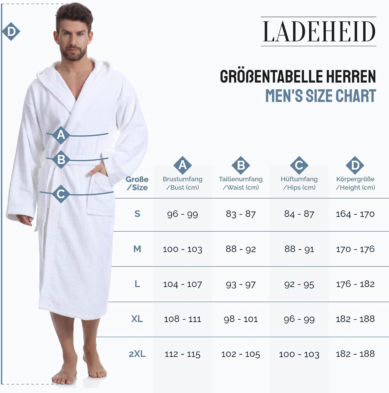 Detalle 2 de Ladeheid Peignoir de Bain Éponge 100% Coton Homme LA40-190