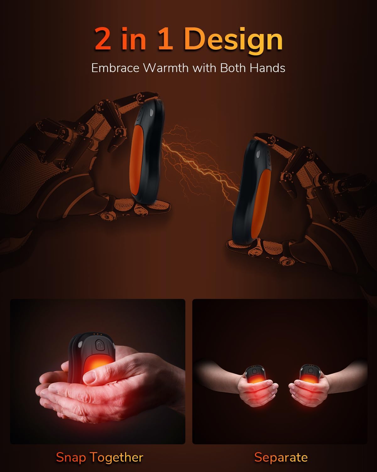 Detalle 2 de VTHW TT-06 oplaadbare handwarmer, 2-pack met 3 warmtestanden
