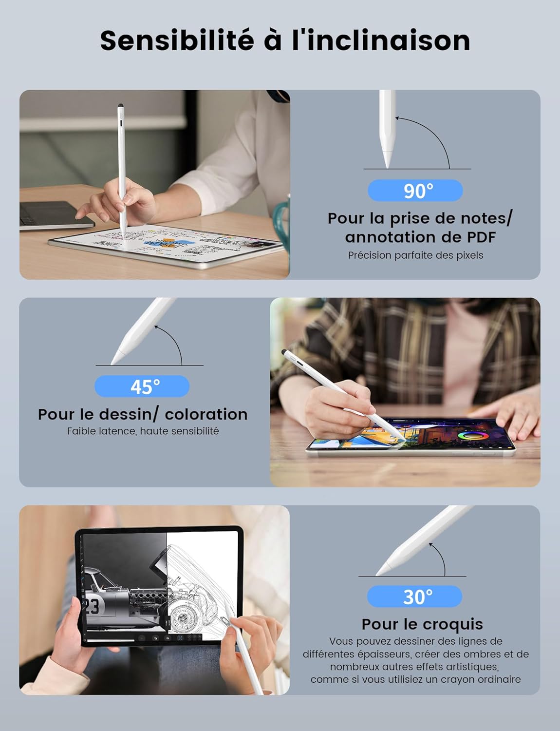 Thumbnail 5 de MEKO [2 en 1] Stylo pour iPad – stylet 2 en 1 avec charge rapide et sensibilité à l'inclinaison