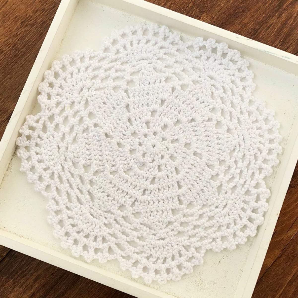 Detalle 1 de gracebuy crochet lace placemats 7 inch, set of 4